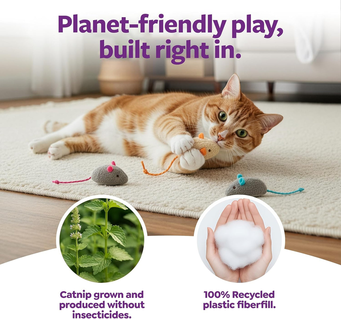 SmartyKat (3 Count) Skitter Critters Catnip Cat Toys - Gray/Cream, 3 Count