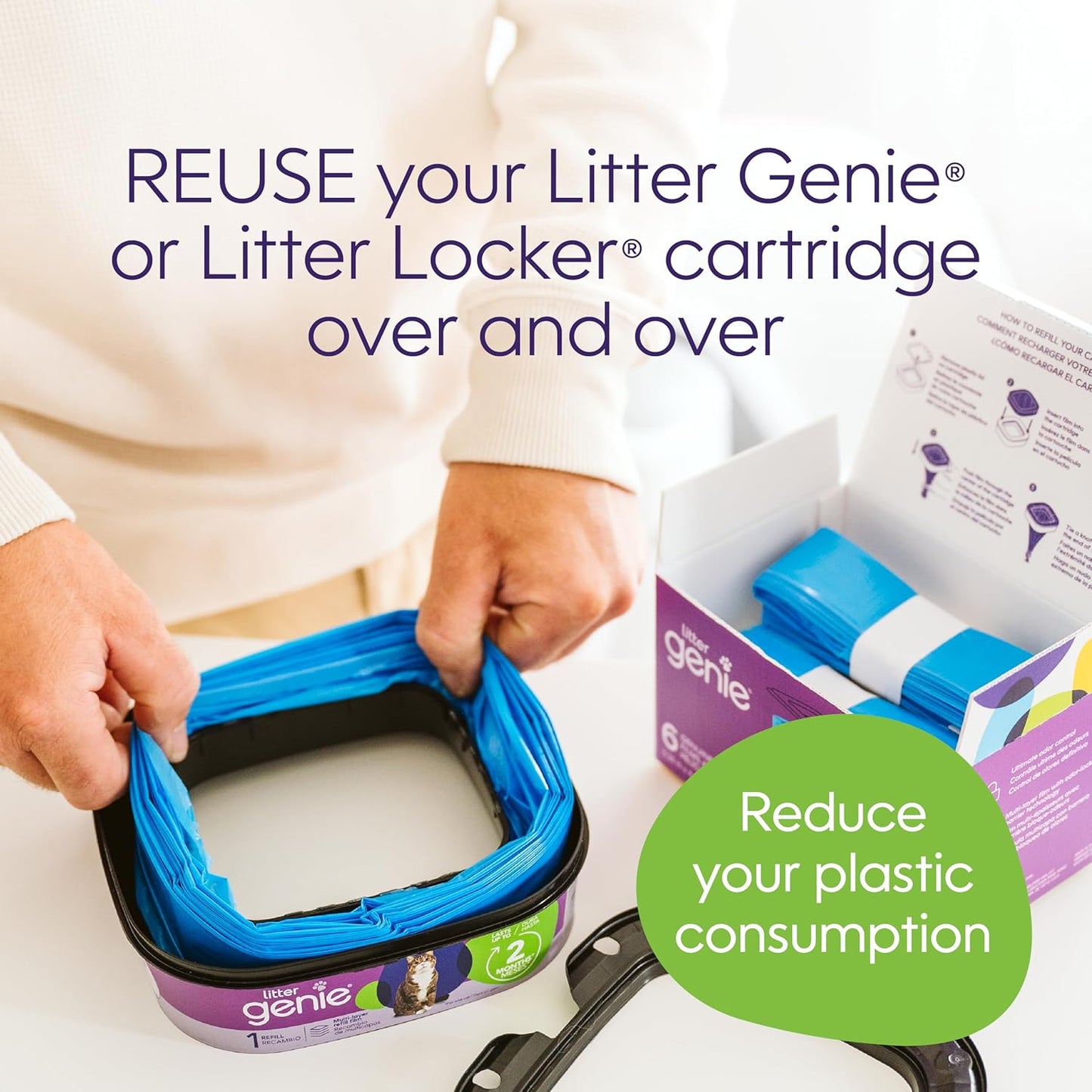 Litter Genie Refill Bags | Stand Alone Genuine Film 6 pk | Compatible with Litter Genie Standard and Jumbo Refills | Ultimate Odor Control Cat Litter Bags | Up to 12 Months of Supply for one cat