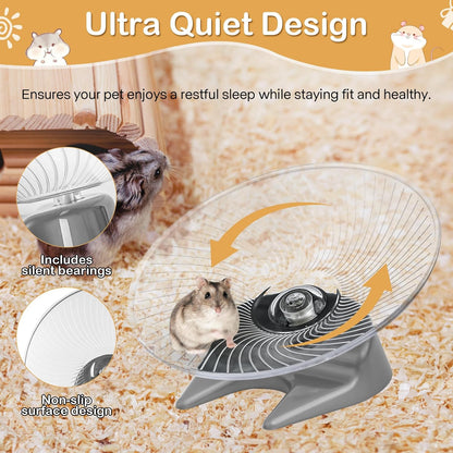 Silent Hamster Exercise Wheels - Quiet Spinner Hamster Running Wheels with Adjustable Stand for Gerbils Mice Or Other Small Animals,Medium