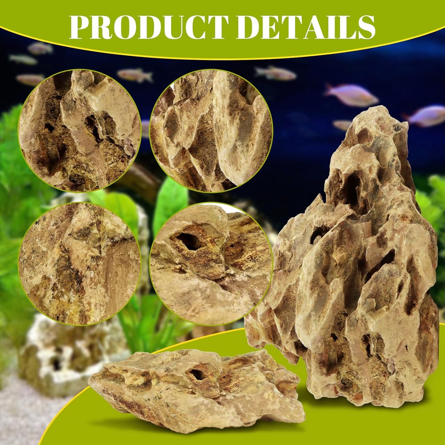 2.5lb Natural Dragon Stones, Aquarium Rocks Decoration Aquascaping Stone Landscaping Model for Fish Tank Decor Terrariums Paludariums Reptile Enclosures Gardens, 2-4 inches