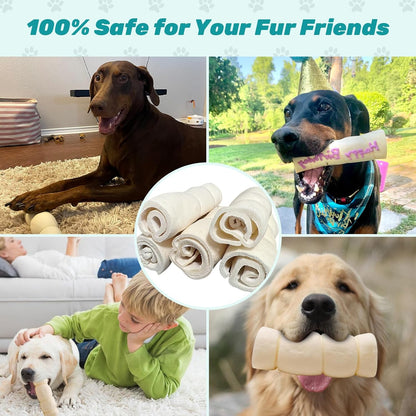 Beef Cheek Rolls 5-6” Water Buffalo Retriever Style Cheek Roll Dog Chews 5 Pack Collagen Sticks Chews for Dogs Long Lasting Chew Treats Great for Power Chewers Safe Rawhide Alternative Retriever Rolls