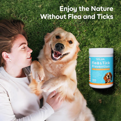 Flea and Tick Prevention for Dogs Chewable: Natural Soft Dog Treats, Oral Pet Treatment for Dogs Health & Immunity - Daily Supplement & Repellent Chews for Small, Large Dog, Puppy Flea & Tick Control
