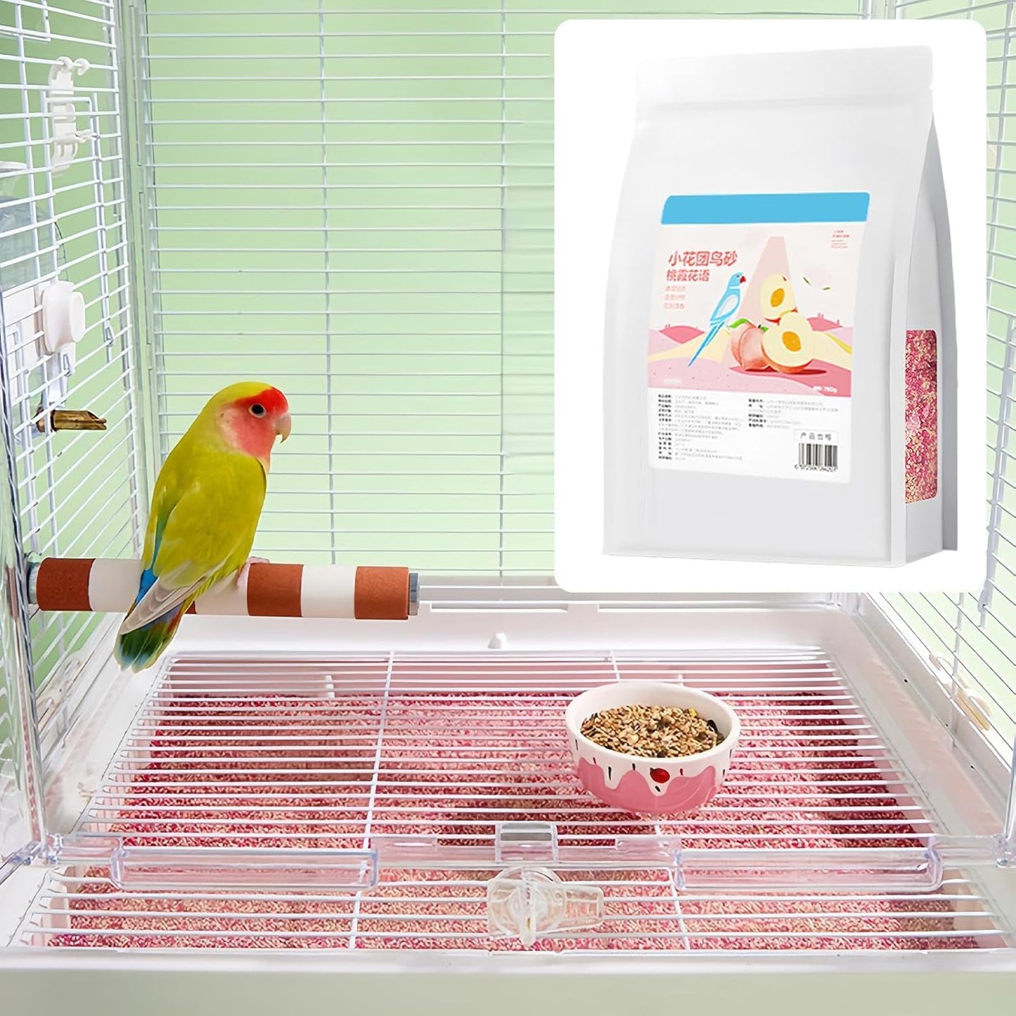 Bird Bedding for Cage - Bird Nesting Odor Control Litter Sand - Cage Odor Control Bedding - for Conure Parakeet Cockatoo Lovebird Canary Cockatiel
