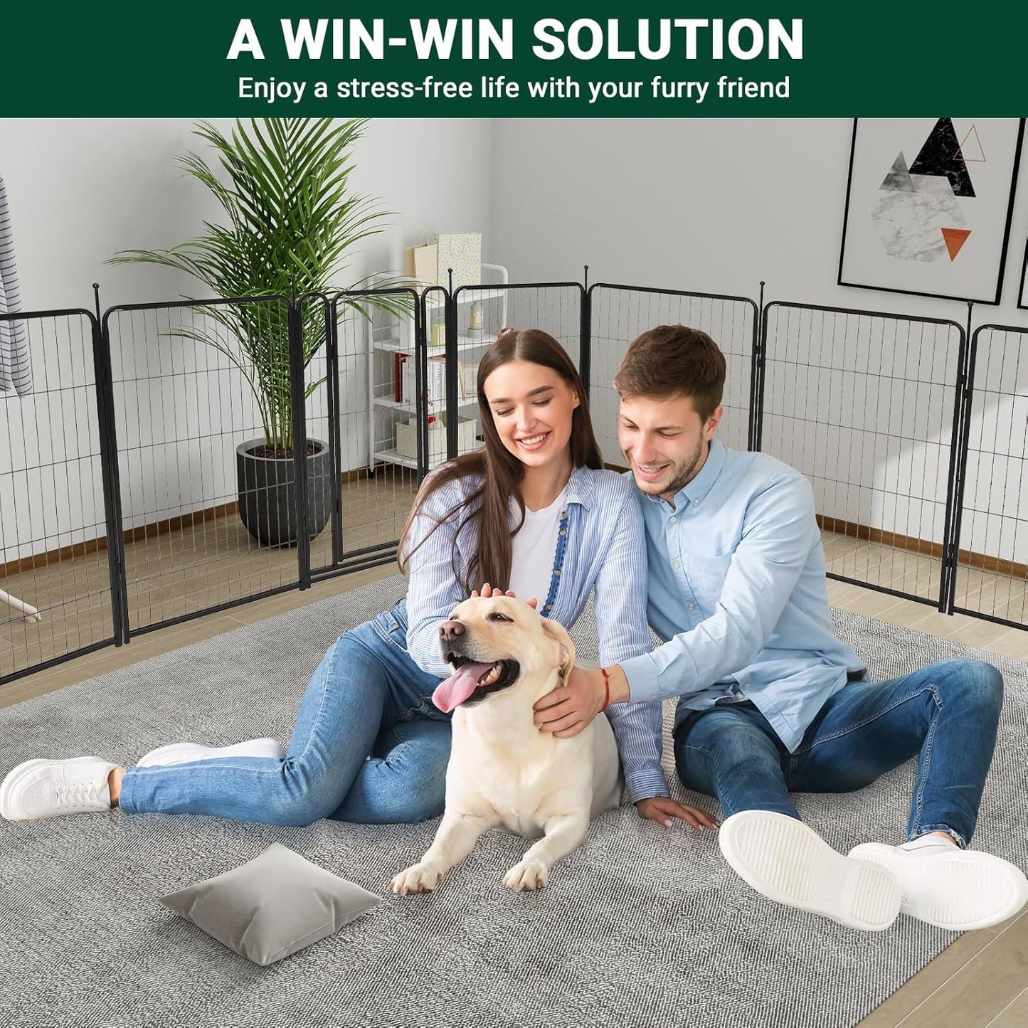 Upgraded 40" Heavy-Duty Metal Pet Playpen, 8 Panel Foldable Exercise Pen with Secure Door, Rustproof & Floor-Protective, Portable Indoor/Outdoor Small Animal & Puppy Fence