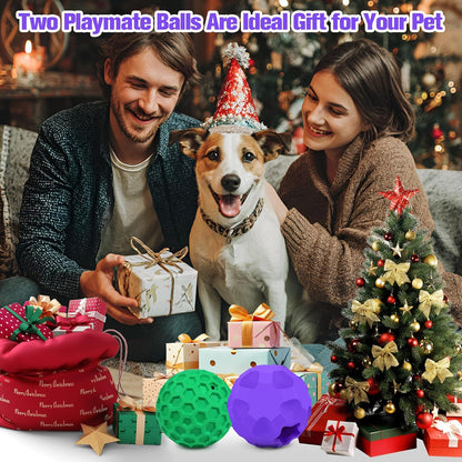 2 Pack Interactive Dog Toys for Aggressive Chewers, 3.15”Squeaky Balls for Dogs and 3.54” Treat Dispensing Dog Toys, Squeaky Dog Balls for Large Dogs,Treat Puzzle Toy,Indestructible Toy Ball
