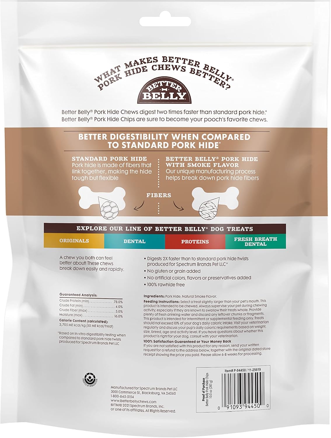 Better Belly Highly Digestible Rawhide Chips Chews, Treat Your Dog to a Chew with NO Artificial Colors or Flavors (Pack of 2)