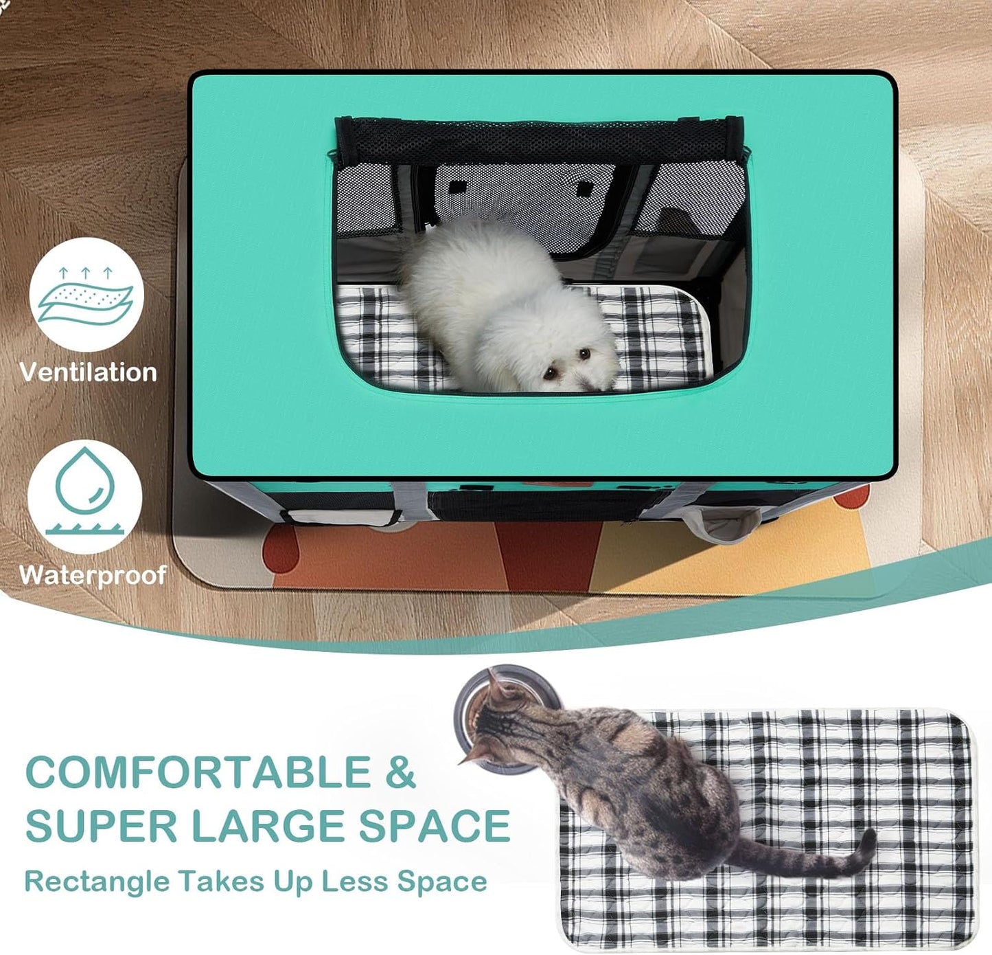 Portable Dog Playpen,Cat Playpen Pet Delivery Room,Portable Kennel Tent Game Pens Suitable for All Medium/Small Pets Metal Dog Crate,with Dog Pee Pad Carring Bag for Indoor/Outdoor Travel