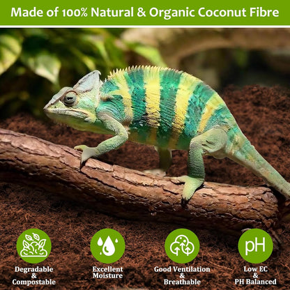 Riare 4 Pack Natural Coconut Fiber Substrate for Reptile- Premium Compressed Coconut Husk Terrarium Bedding for Reptile, Tortoise, Frogs, Snakes Hermit Crabs, Burrowing Animals