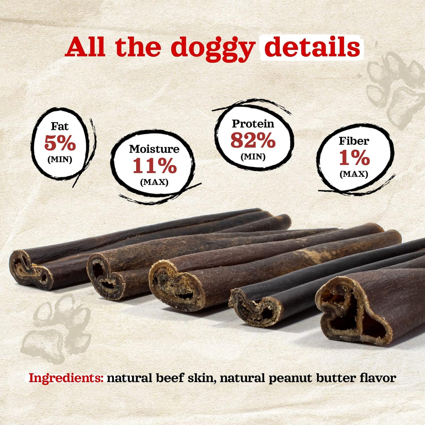 Natural Farm Peanut Butter Flavor Collagen Sticks for Dogs (12 Inch, 5 Pack), Long-Lasting Beef Collagen Sticks, Rawhide Alternative Chews with Chondroitin & Glucosamine, Low-Fat Dental Treats