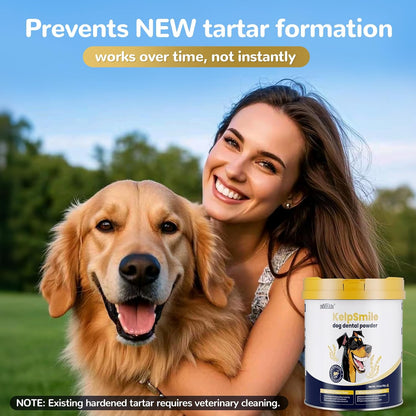 Natural Dental Powder for Dogs, Dog Breath Freshener Teeth Cleaning Powder Plaque Off Tartar Remover Bad Breath for Cats with Herbal Blend Probiotics, 10.56oz (60 Scoops)