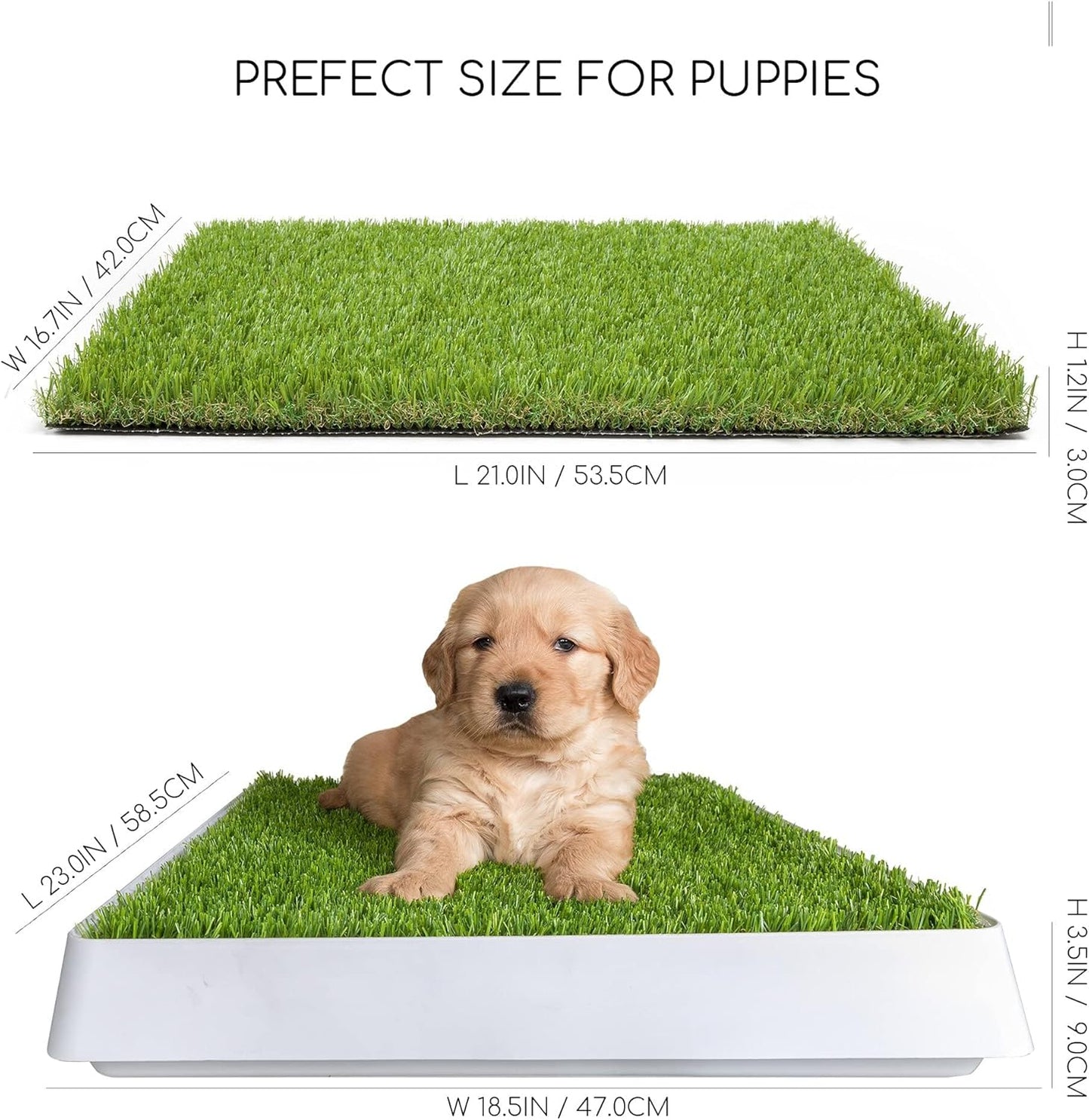SunTurf Dog Grass Pad with Tray, Dog Litter Box, Porch Potty for Puppy Pee Training, Indoor Portable Fake Grass Pee Pad System, Artificial Grass + Pee Pad Holder