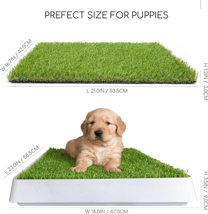 SunTurf Dog Grass Pad with Tray, Dog Litter Box, Porch Potty for Puppy Pee Training, Indoor Portable Fake Grass Pee Pad System, Artificial Grass + Pee Pad Holder
