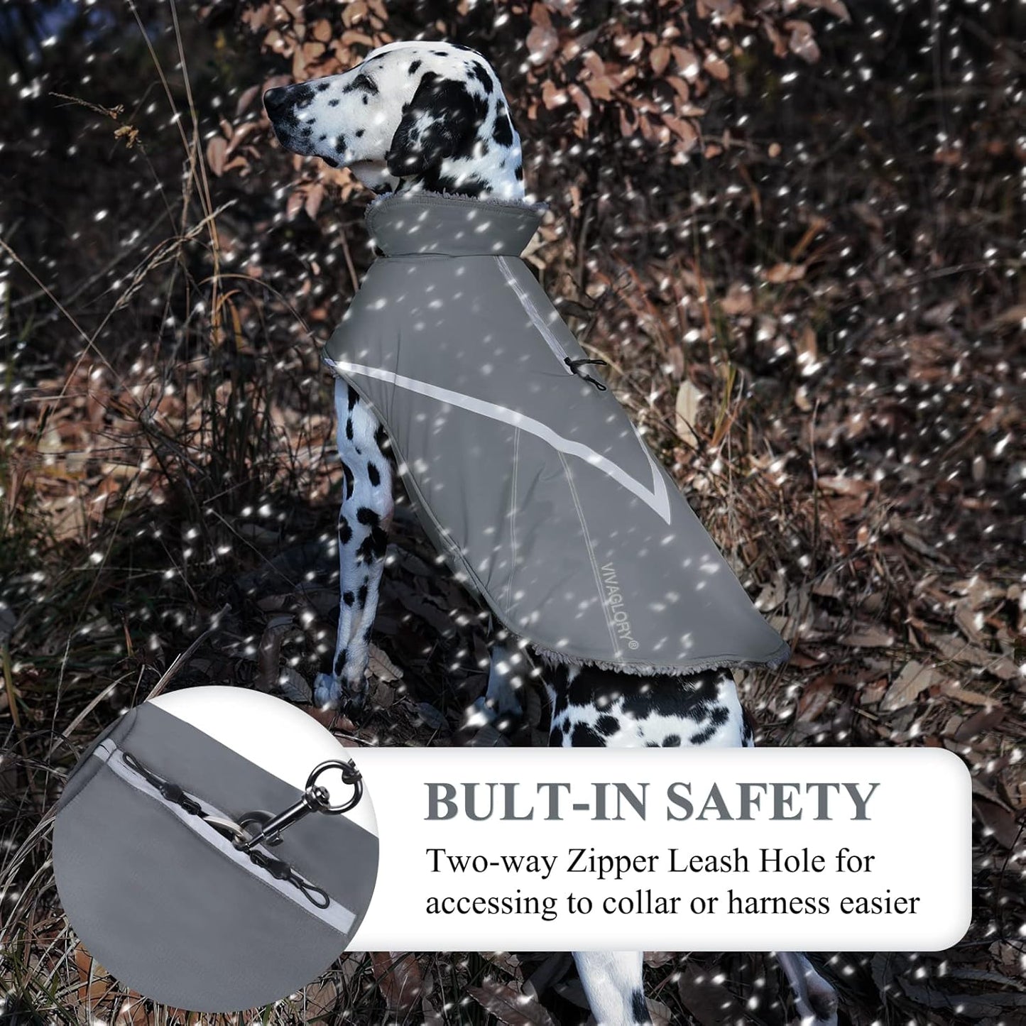 VIVAGLORY Hands Free Dog Leash + Dog Coat, Running Waist Leash with Belt for Running Walking, Warm Fleece Lined Reflective