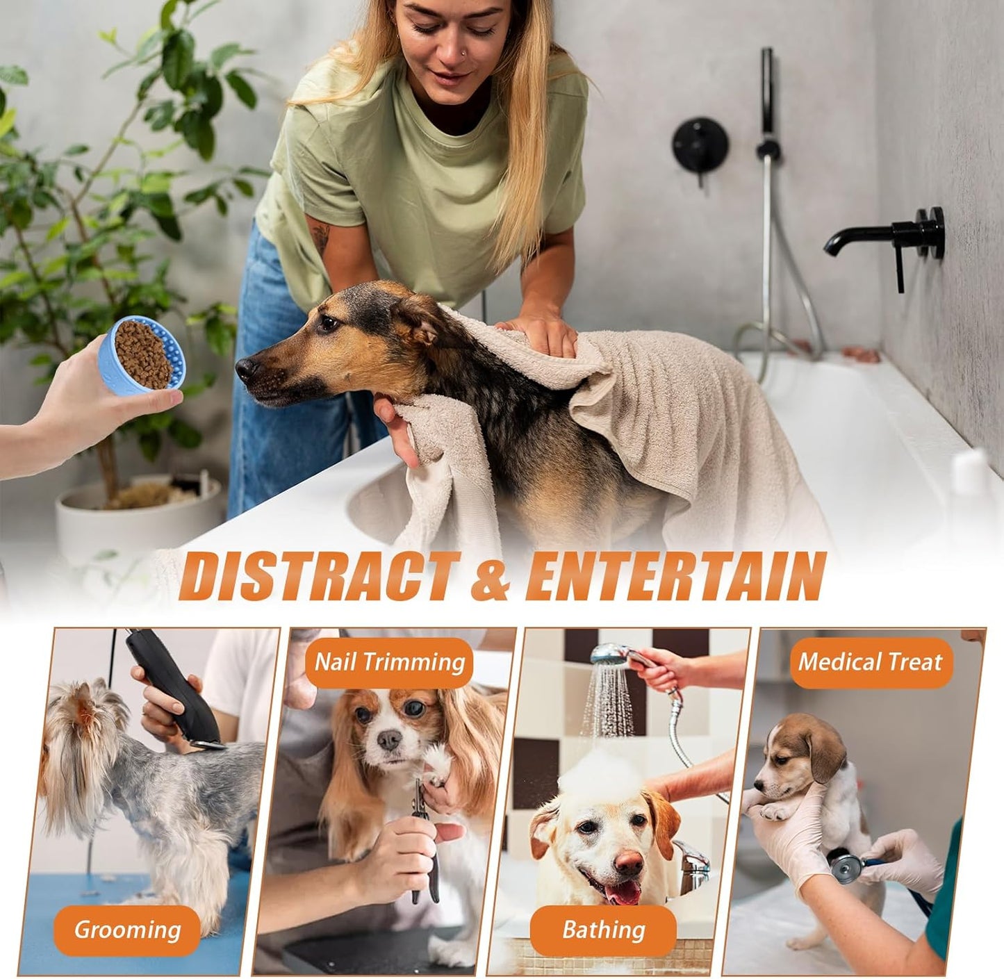 Dog Slow Feeder Bowl, Non-Slip Slow Dog Eating Bowl, Silicone Anti-Choking Treat Dispenser, Easy to Clean & Durable Pet Dish (Small, Dark Blue)