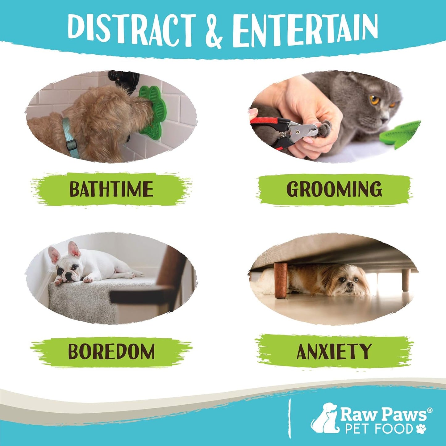 Raw Paws Licking Mats, 2-ct - Boredom Busters for Dogs in Shower, Licking Mat for Dogs - Dog Distraction Mat, Dog Slow Feeder Mat - Interactive Mat for Calming Anxiety - Lick Pad Mat for Dogs & Cats