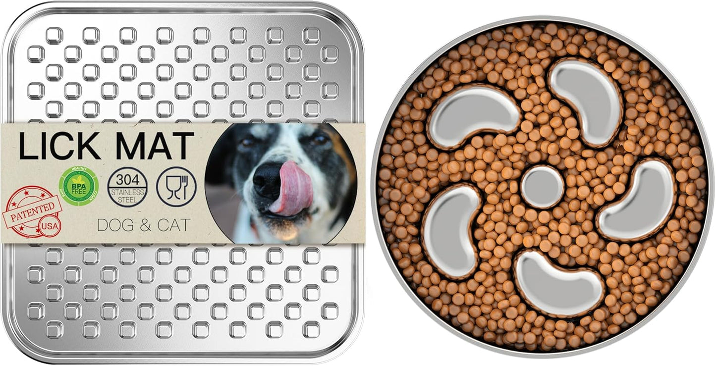 Stainless Steel Lick Mat + 2.5Cups Slow Feeder