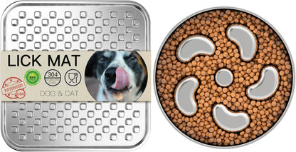 Stainless Steel Lick Mat + 2.5Cups Slow Feeder