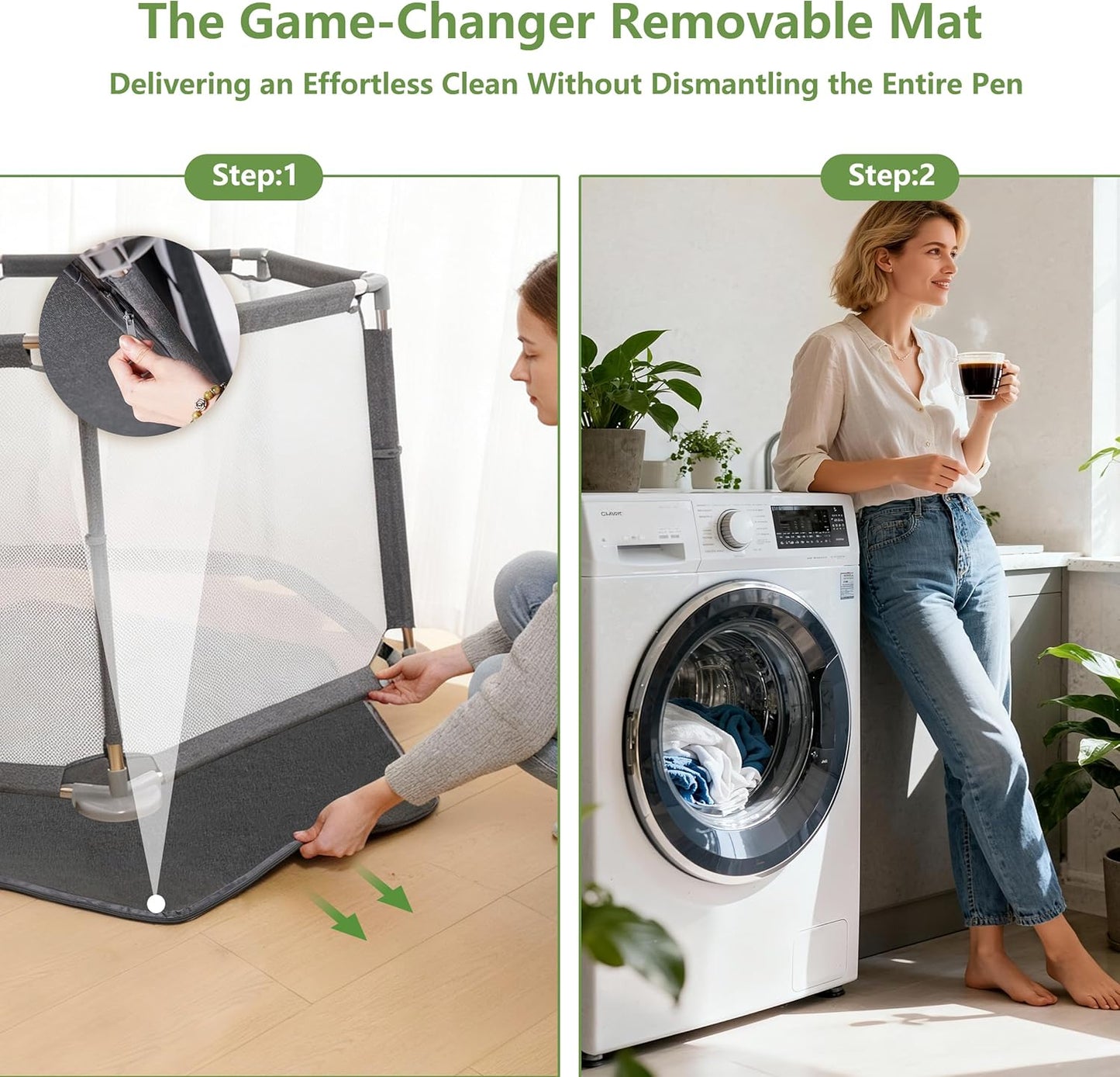 Dog Play Pen Indoors, Puppy Playpen with Cover for Small Dogs & Cats, Puppy Playpen with Gate, Indoor & Outdoor Dog Fence with Thickened Fabric