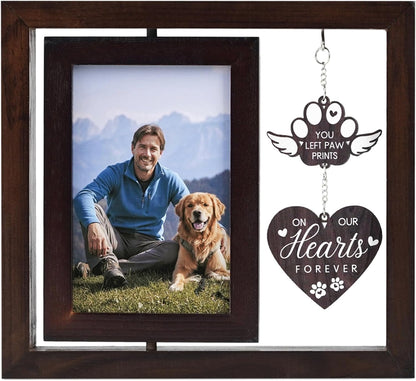 InnoBeta Dog Memorial Gifts for Loss of Dog, Pet Picture Frame, 4x6, You Left Paw Prints, Tabletop