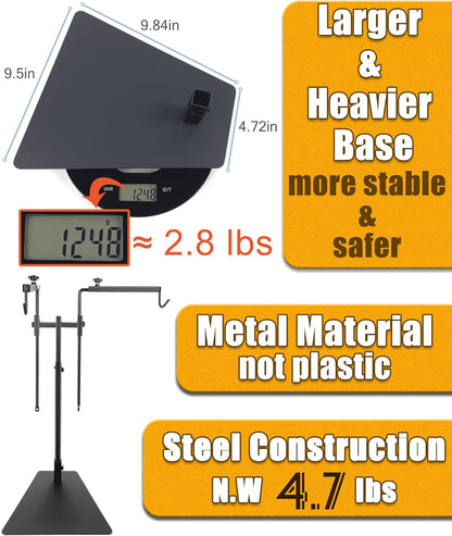 Dual Reptile Heat Lamp Stand for Light Fixtures - Adjustable Height 14.4"-36.2" Metal Holder - Floor Light Stand for Terrarium & Tank - Heating Light Bracket for Fixing Reptile Lamp Fixtures