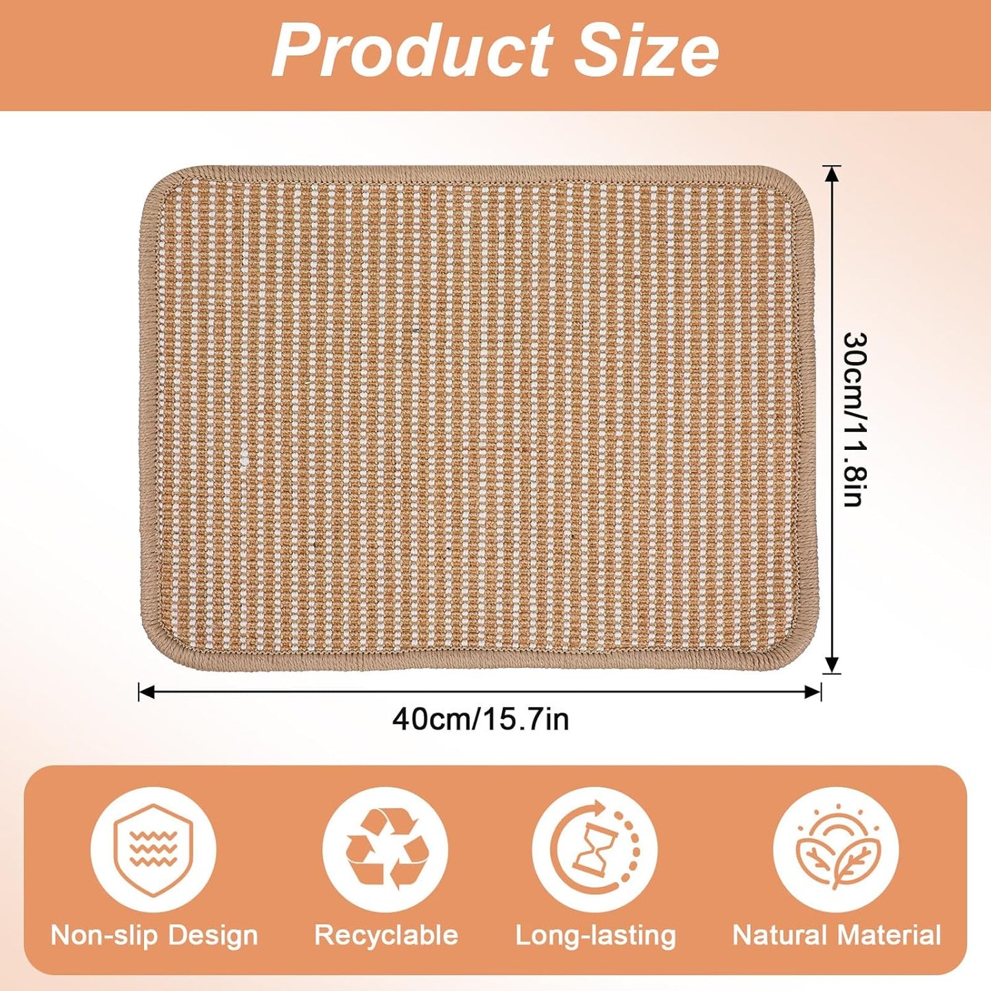 1PCS Rabbit Scratching Pad, 15.75x11.81 Inch Natural Sisal Bunny Scratch Pad, Rabbit Mat Claws and Teeth Care for Pet Small Animal Cage Chewing Bedding Biting Sleeping Nesting Toys (Brown)