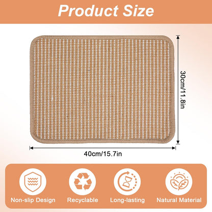 1PCS Rabbit Scratching Pad, 15.75x11.81 Inch Natural Sisal Bunny Scratch Pad, Rabbit Mat Claws and Teeth Care for Pet Small Animal Cage Chewing Bedding Biting Sleeping Nesting Toys (Brown)