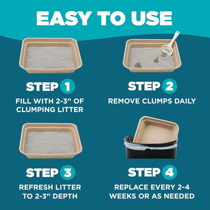 Disposable Cat Litter Box 6 Pack – Eco-Friendly Kitty Litter Box, 100% Biodegradable Paper Pulp, Leak-Proof Disposable Travel Litter Boxes for Cats, Cat Tray 18"x13"x4"