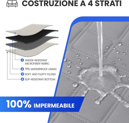 Waterproof Dog Blanket, Non-Slip Soft Pet Bed Cover, Couch Cover for Dogs Washable, Protects Sofa, Furniture, Crate, Car, Tear Resistant Leakproof Pet Blanket (52x82 Inch, Light Grey)