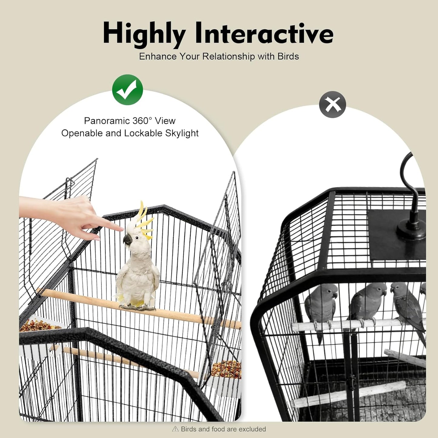 37-inch Iron Standing Parrot Parakeet Flight Bird Cage Bird Cage Birdcage with Rolling Stand for Small Parrot Sun Parakeet Green Cheek Lovebird Budgie Finch Canary