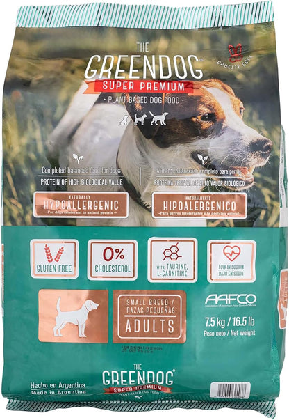 The Green Dog: Super Premium - Adult Small Bite - 16.5 Lb Bag Dog Food - Plant Based Protein, Vegan Dry Pet Kibble, Gluten Free, Complete Nutrition