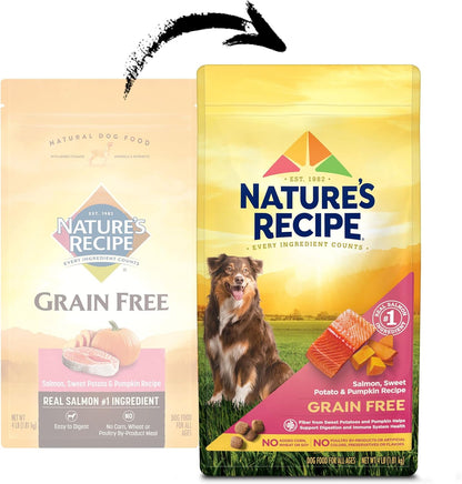 Nature's Recipe Grain Free Dry Dog Food, Salmon, Sweet Potato & Pumpkin Recipe, 4 lb. Bag