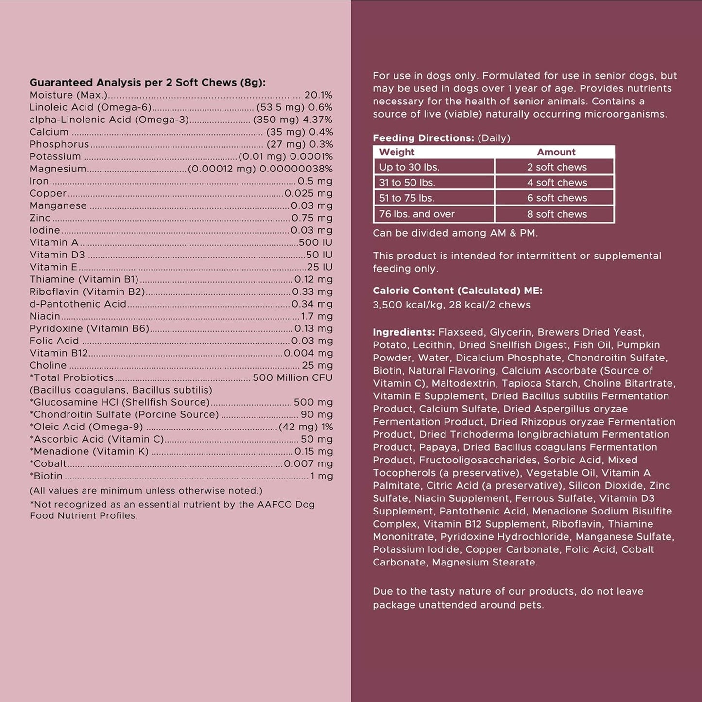 12-in-1 Multivitamin for Senior Dogs - 120 Senior Dog Vitamin and Supplement Soft Chews for Hip and Joint - Advanced Formula with Glucosamine, Omega 3,6,9, Vitamins, Probiotics - Made in The USA