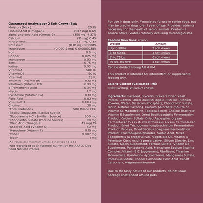 12-in-1 Multivitamin for Senior Dogs - 120 Senior Dog Vitamin and Supplement Soft Chews for Hip and Joint - Advanced Formula with Glucosamine, Omega 3,6,9, Vitamins, Probiotics - Made in The USA