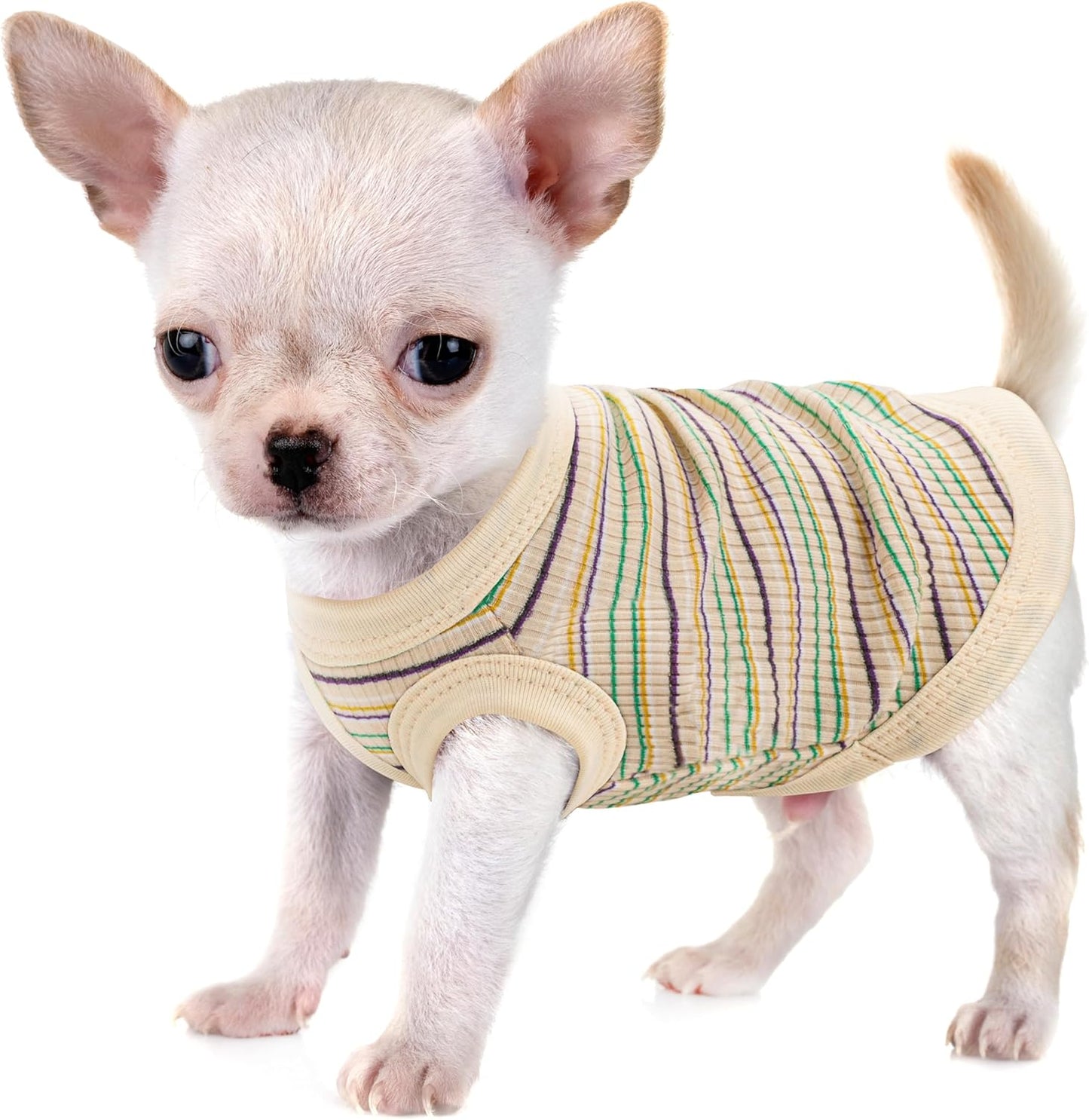 Elevate Your Pet's Comfort and Fashion: Premium 100% Cotton Rib Dog Shirt Vest for Small Breeds Like Chihuahuas, Yorkies, and Puppies .Year-Round Style with Tank-Style Puppy Attire Beige X-Small