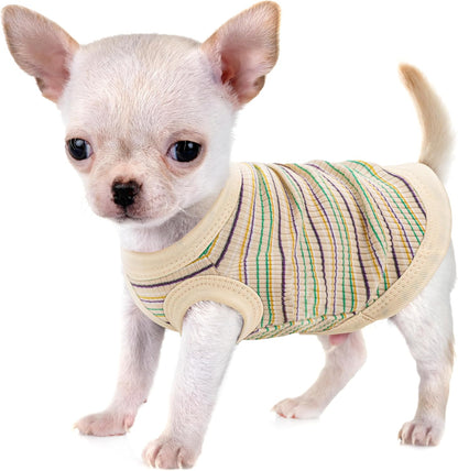 Elevate Your Pet's Comfort and Fashion: Premium 100% Cotton Rib Dog Shirt Vest for Small Breeds Like Chihuahuas, Yorkies, and Puppies .Year-Round Style with Tank-Style Puppy Attire Beige X-Small