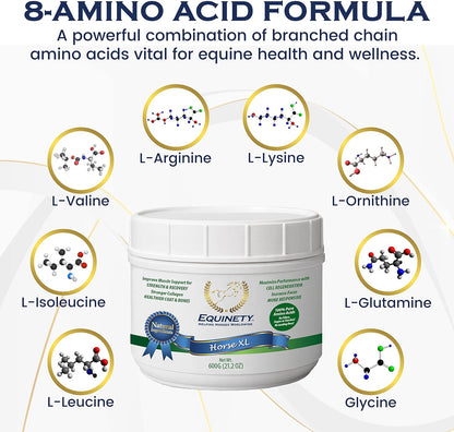 100-Day Supply Horse XL Supplement – Amino Acids for Cellular Repair, Coat Defense, Weight Gain, Joint & Hoof Support – No Soy/Sugar – Equine Supplements for Muscle, Immune Support & Overall Health
