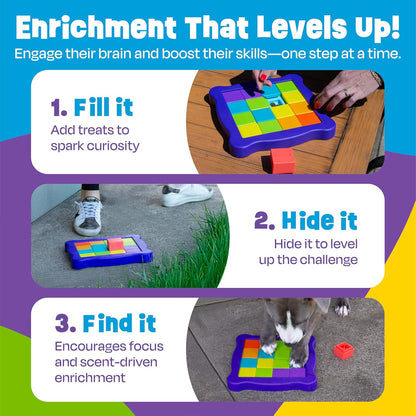 Brightkins Pup Pixel Treat Puzzle, Outdoor Puzzle Board, Enrichment Interactive Dog Toys, Dog Birthday, Slow Feeder Bowls, Puppy Teething and Chewing, Stimulating Automatic Feeder