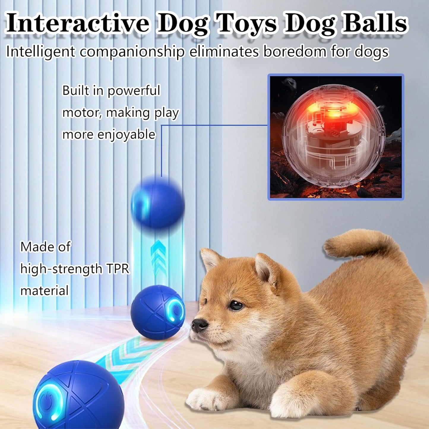 Interactive Dog Toys Dog Balls Activated Automatic Rolling Ball for Puppy Small Medium Dogs Smart Jumping Automatic Moving Bouncing and Rotating Ball Vibrating Keep Them Busy