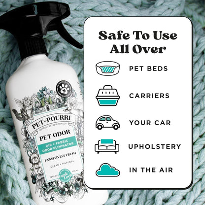 Pet-Pourri Pawsitively Fresh Pet Odor Deodorizer Spray, 16 Fl Oz, Up to 800 Uses, Air + Fabric Odor Remover with Essential Oils & Plant Based Ingredients, Vet Recommended, Pineapple, Jasmine & Pear