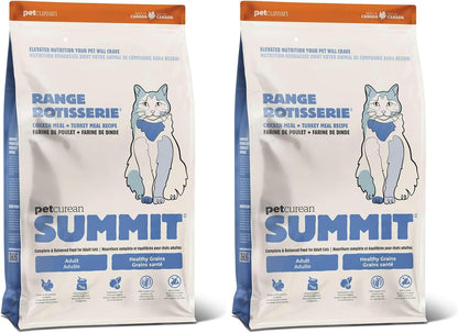 Summit Petcurean Range Rotisserie, Dry Cat Food, Chicken Meal and Turkey Meal Adult Recipe with Grains, 3 lb Bag (Pack of 2)
