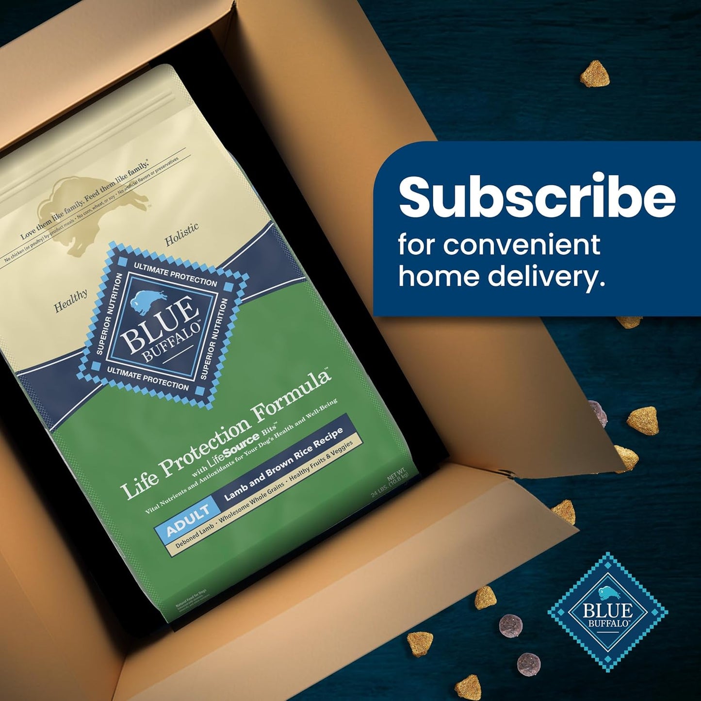 Blue Buffalo Life Protection Formula Adult Dry Dog Food, Helps Build and Maintain Strong Muscles, Made with Natural Ingredients, Lamb & Brown Rice Recipe, 24-lb. Bag