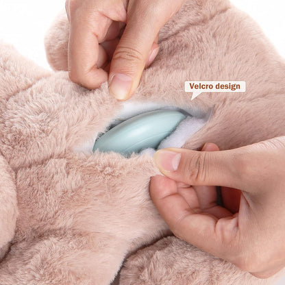 Puppy Heartbeat Toy, Dog Heartbeat Toy for Separation Anxiety Relief, Puppy Toy with Heartbeat Stuffed Animal Anxiety Calming Behavioral Aid Plush Toy for Dogs Cats Pets (Brown +)