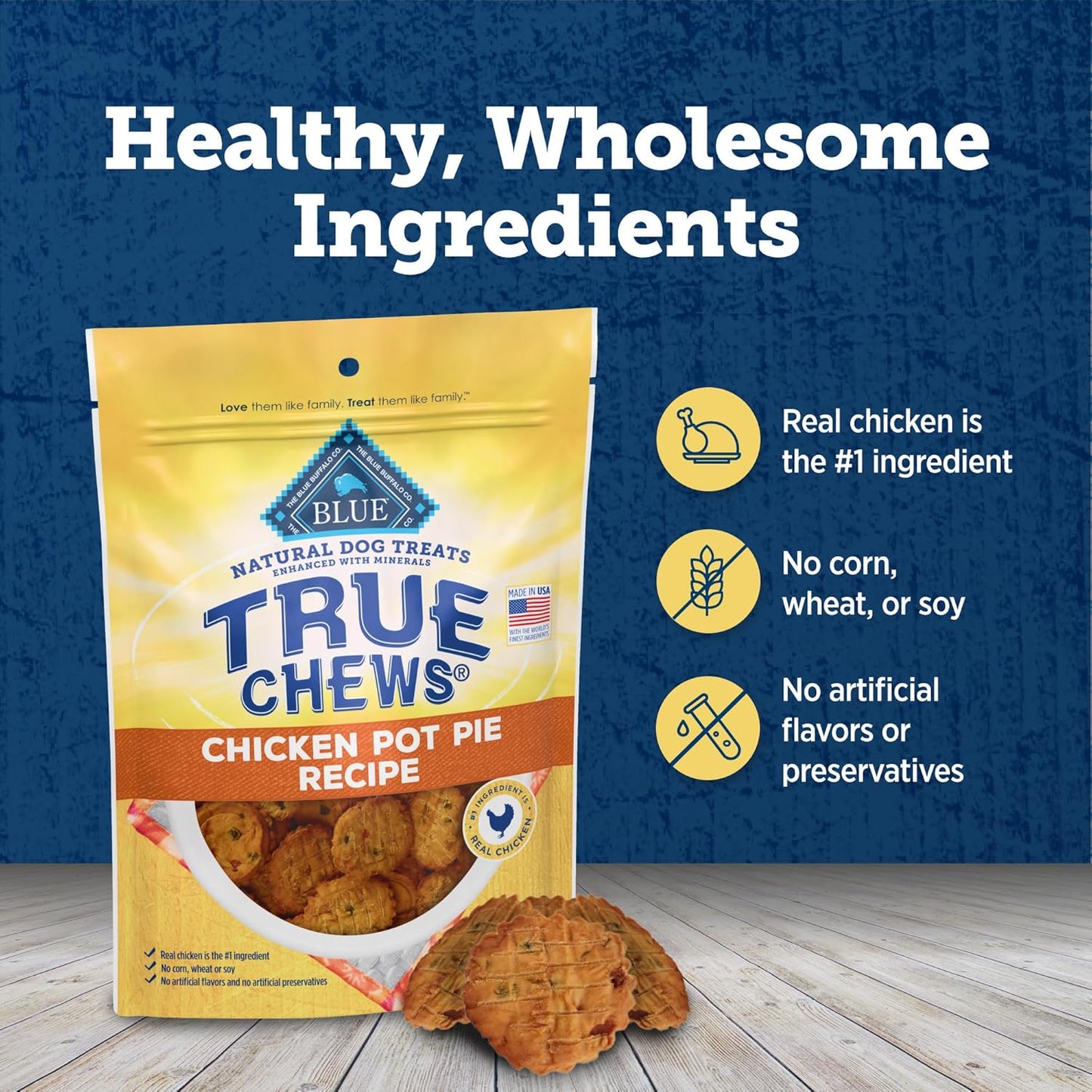Blue Buffalo True Chews Dog Treats Made in the USA with Natural Ingredients Chicken Pot Pie
