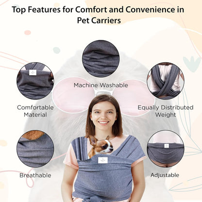 Sling Carrier for Small Dogs and Cats, Cat Carrier Pouch, Puppy Sling, Dog Chest Wrap, Cat Wraps, Comfortable, Weight-Distributing Pet Sling, Travel and Daily Use (Black)- Olsalv (Pink)