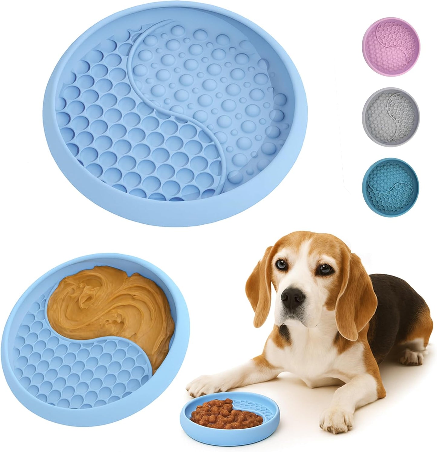 YAMI Bowl Lick Mat for Dogs & Cats, Slow Feeder Bowls, Cat Slow Feeder, Dog Enrichment Toys with Suction Cup for Anxiety Relief, Food-Grade Silicone, Dishwasher Fit, for All Breed (Light Blue)