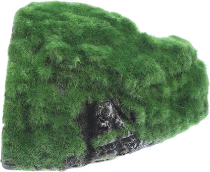 Resin Reptile Cave Hideout with Basking Platform, Flocking Tortoise Hide Rock for Box Turtle Habitat Accessories, Sturdy Terrarium Decor for Reptiles and Amphibians