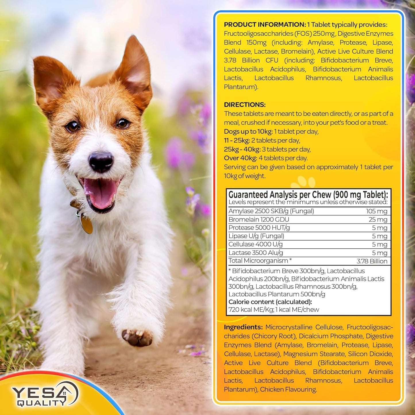 Dog Probiotics - Prebiotic & Probiotic Chews for Dogs - May Support Immunity, Digestive & Gut Health, Diarrhea, Flatulence Relief & Upset Stomach - 120 Chicken Flavored Tablets