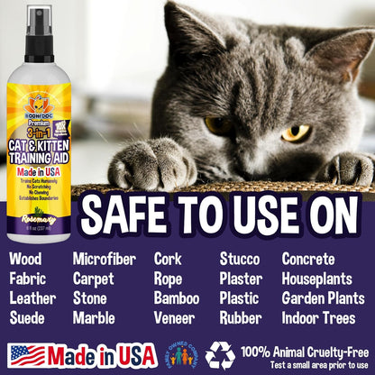 Bodhi Dog 3-in-1 Cat & Kitten Training Aid - Cat Deterrent Spray for Indoor and Outdoor Use - Protect Furniture, Rugs and Plants - Establish Boundaries & Keep Felines Off - Made in USA (8 Fl Oz)