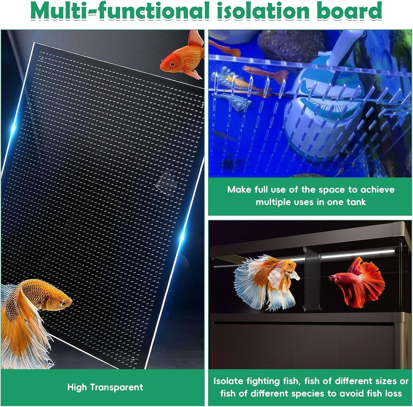 PINVNBY 5 Gallon Fish Tank Divider, Acrylic Aquarium Divider with 8 PCS Suction Cups, Transparent Fish Tank Separator for Betta Fish (Size: 20 x 18 cm/7.87 x 7.08 in)