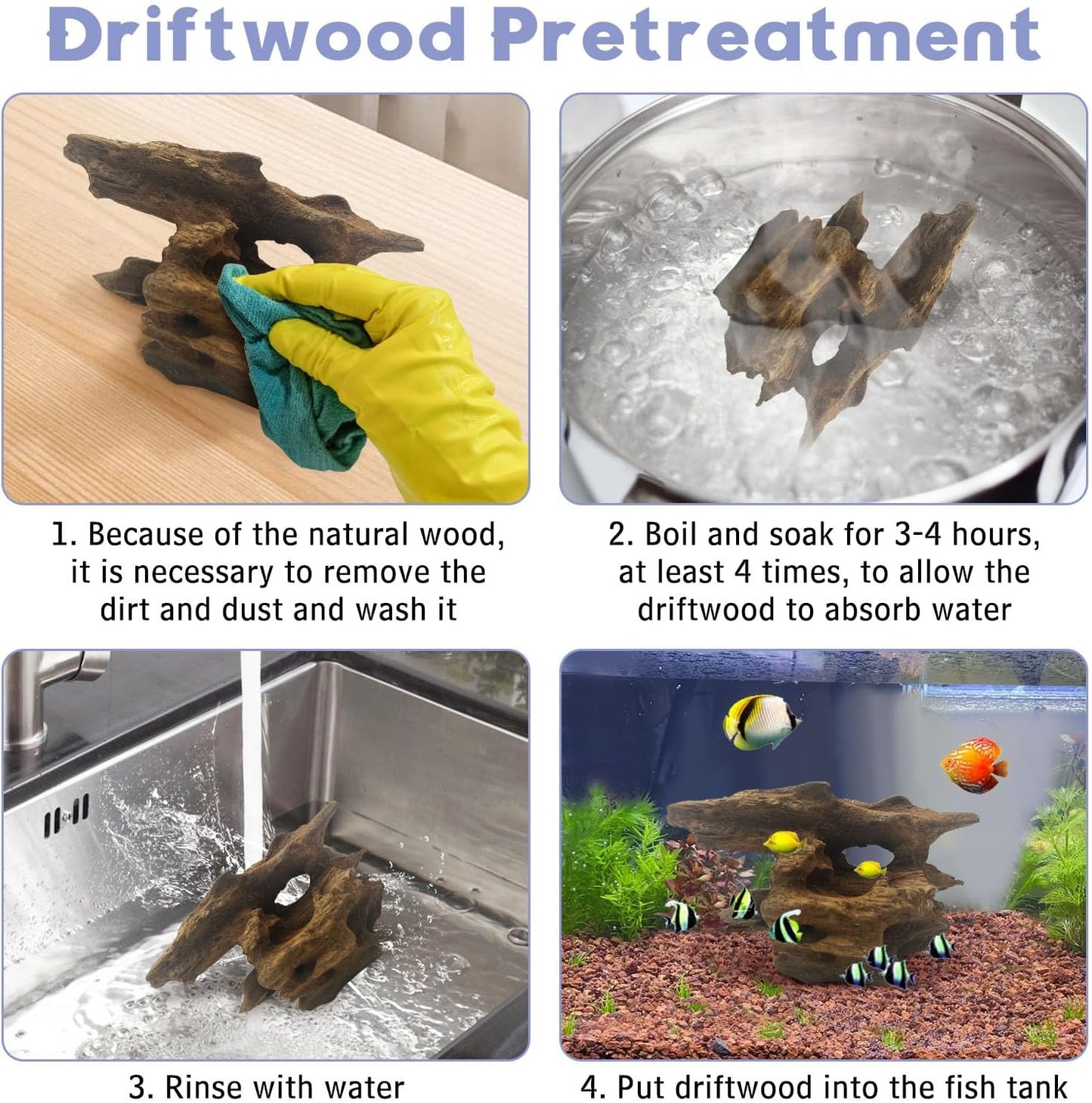 Hamiledyi Natural Driftwood for Aquarium Decor 12 PCS Fish Tank Wood with Small Holey Aquarium Wood Aquascaping for Shrimp Betta Hermit Crab and Butterfly Fish